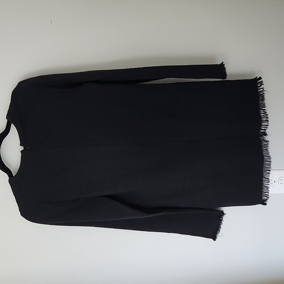 NWT MOS•Ministry of Style Lace up Fray Mini Dress Black Linen Cotton Blend Sz 4 - Picture 6 of 9